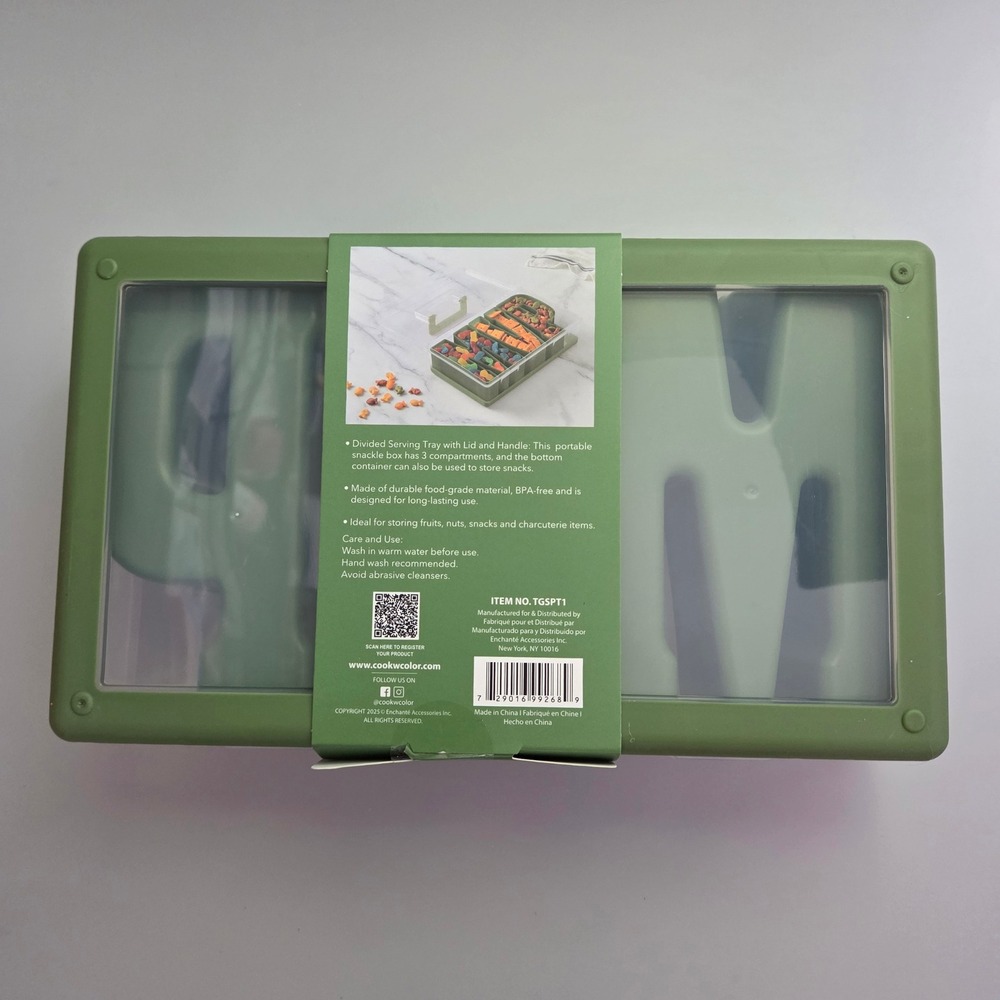 Cook With‎ Color MVP Snack Box 3 Compartment On-The-Go Food Container Green - Picture 3 of 3